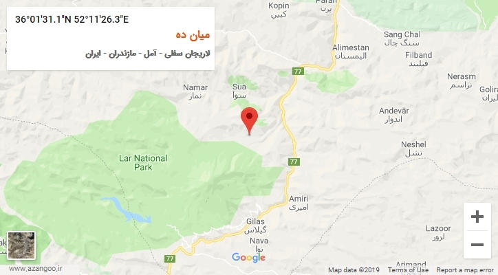 روستای میان ده بر روی نقشه