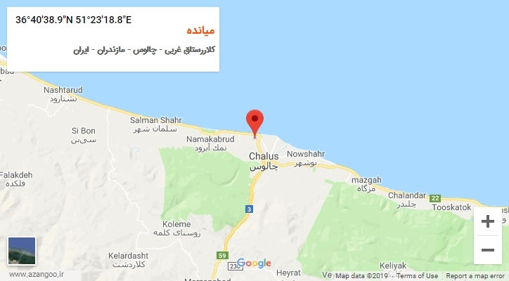 روستای میانده بر روی نقشه