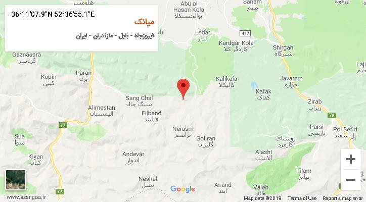 روستای میانک بر روی نقشه