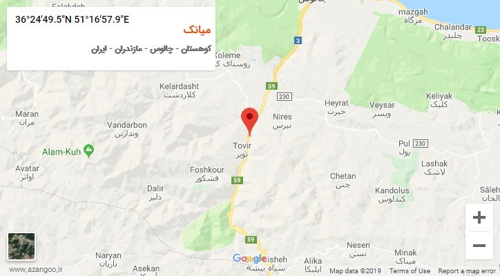 روستای میانک بر روی نقشه