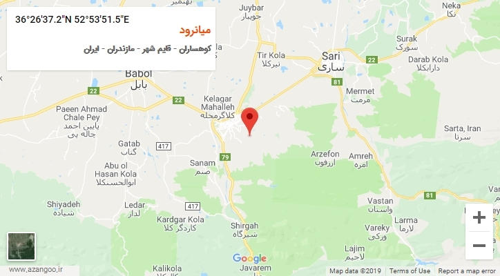 روستای میانرود بر روی نقشه