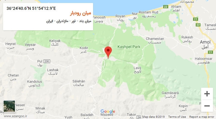 روستای میان رودبار بر روی نقشه