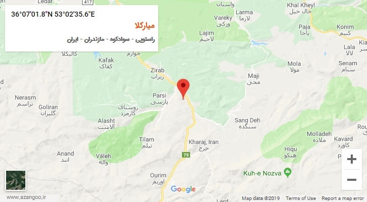 روستای میارکلا بر روی نقشه