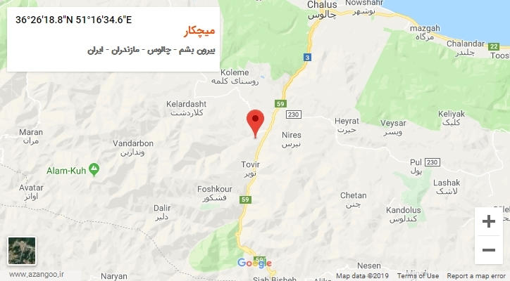 روستای میچکار بر روی نقشه