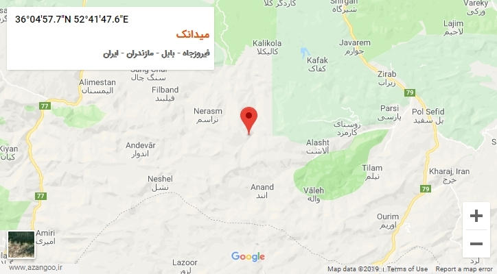 روستای میدانک بر روی نقشه