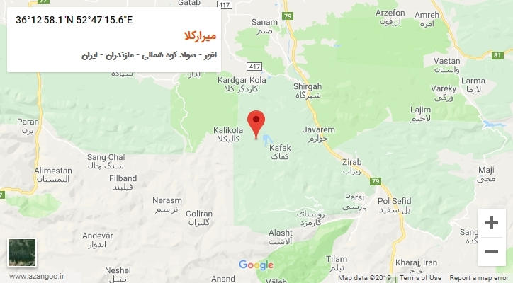 روستای میرارکلا بر روی نقشه