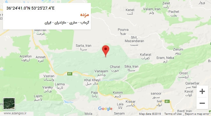 روستای مزده بر روی نقشه