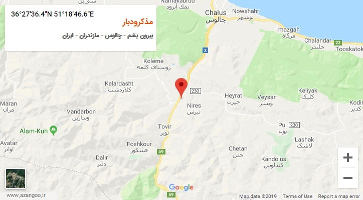 روستای مذکرودبار بر روی نقشه