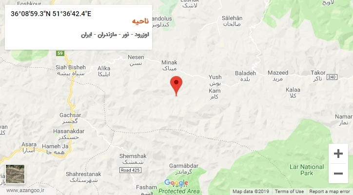 روستای ناحیه بر روی نقشه