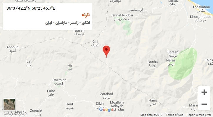 روستای نارنه بر روی نقشه