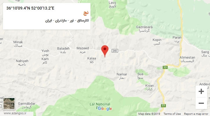 روستای نج بر روی نقشه