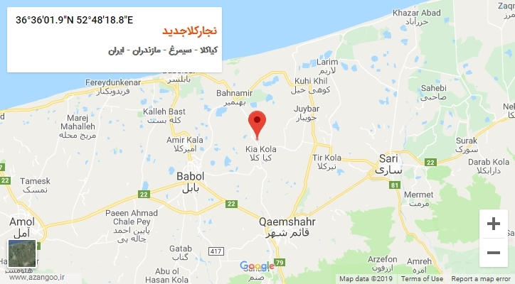 روستای نجارکلاجدید بر روی نقشه