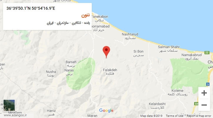 روستای ننون بر روی نقشه