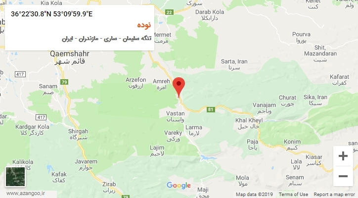 روستای نوده بر روی نقشه