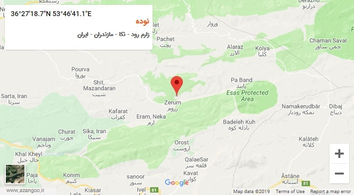 روستای نوده بر روی نقشه