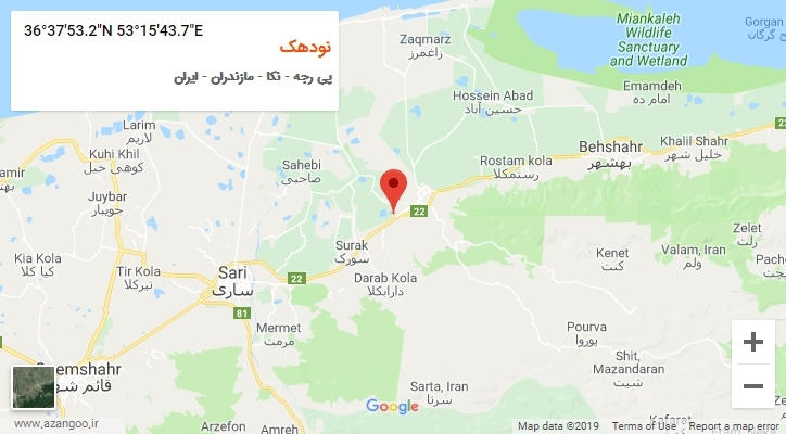 روستای نودهک بر روی نقشه