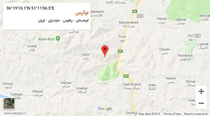 روستای نوکرس بر روی نقشه