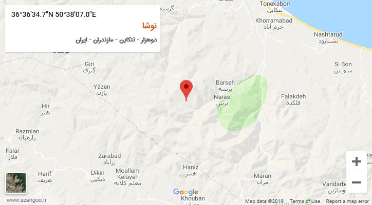 روستای نوشا بر روی نقشه