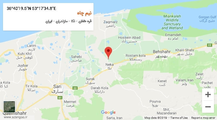 روستای نیم چاه بر روی نقشه