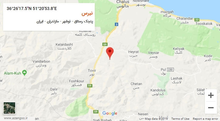 روستای نیرس بر روی نقشه