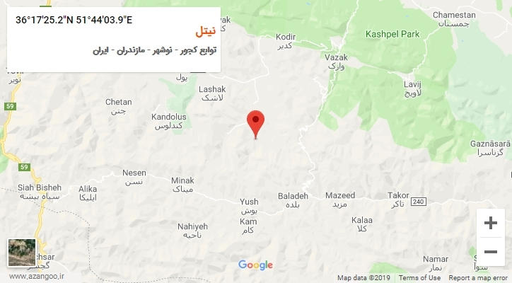 روستای نیتل بر روی نقشه