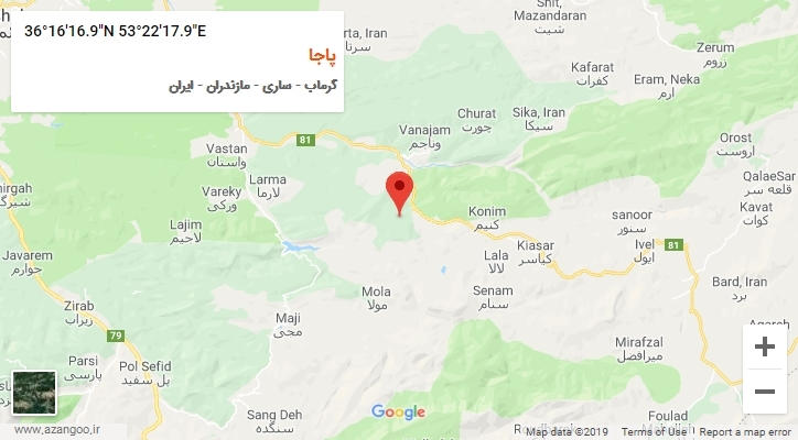 روستای پاجا بر روی نقشه