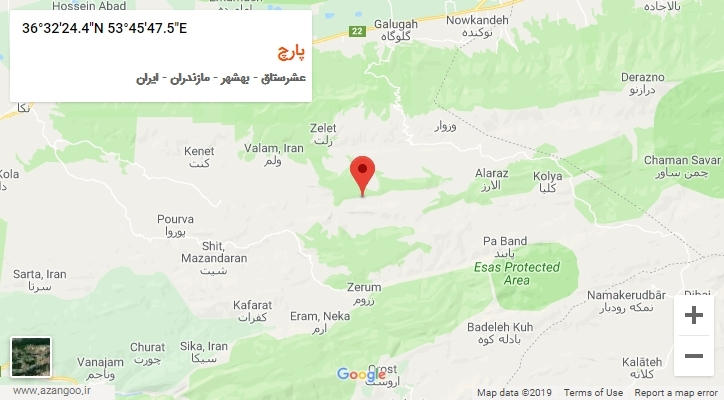 روستای پارچ بر روی نقشه