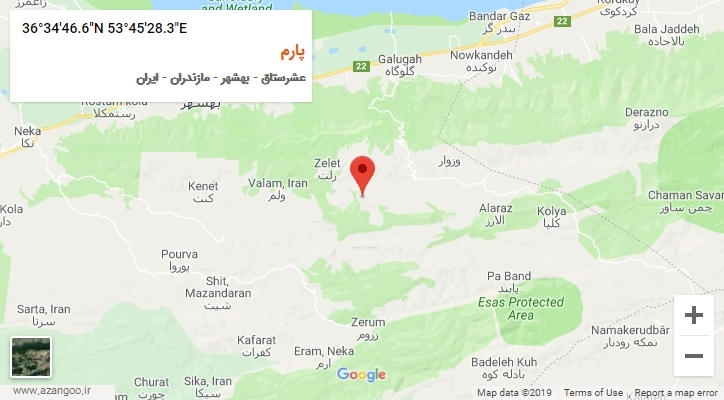 روستای پارم بر روی نقشه