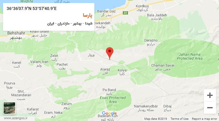 روستای پارسا بر روی نقشه