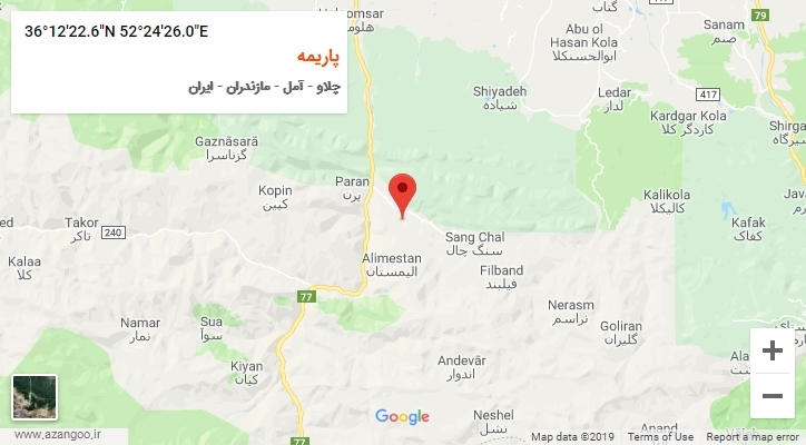 روستای پاریمه بر روی نقشه