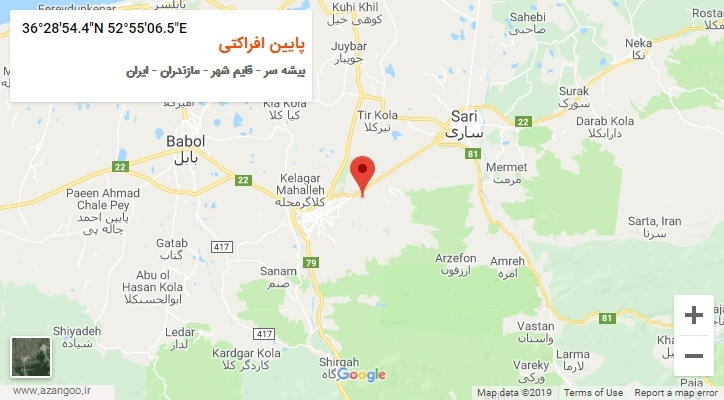 روستای پایین افراکتی بر روی نقشه