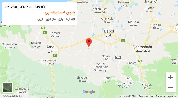 روستای پایین احمدچاله پی بر روی نقشه