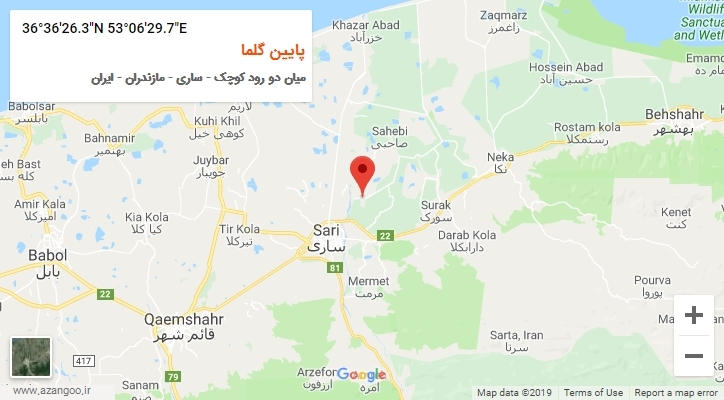 روستای پایین گلما بر روی نقشه