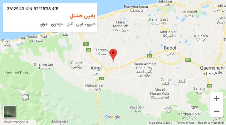 روستای پایین هشتل بر روی نقشه