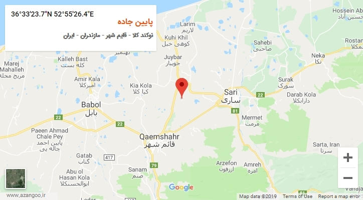 روستای پایین جاده بر روی نقشه