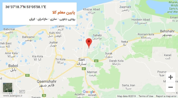 روستای پایین معلم کلا بر روی نقشه