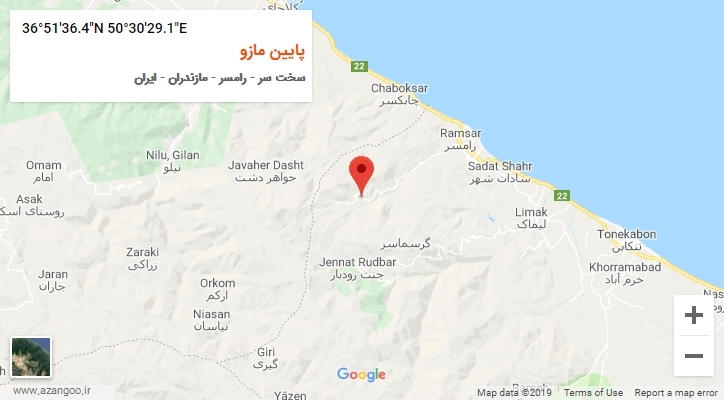 روستای پایین مازو بر روی نقشه