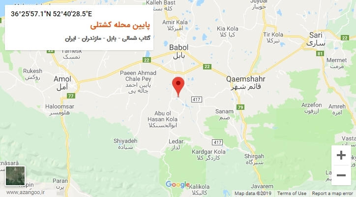 روستای پایین محله کشتلی بر روی نقشه