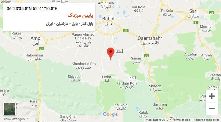 روستای پایین مرزناک بر روی نقشه