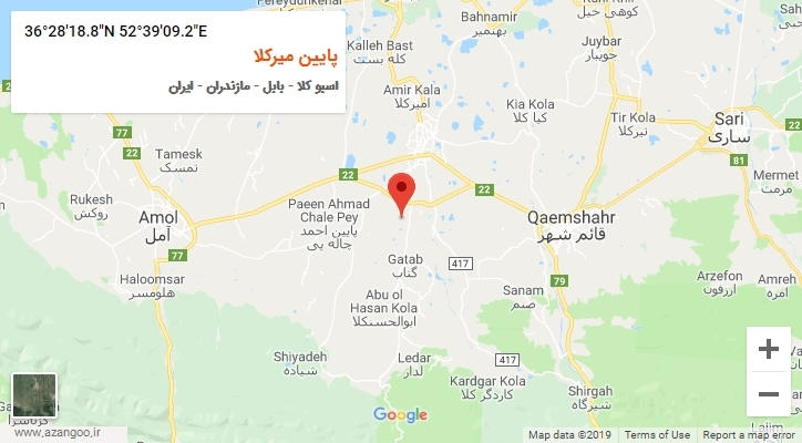 روستای پایین میرکلا بر روی نقشه