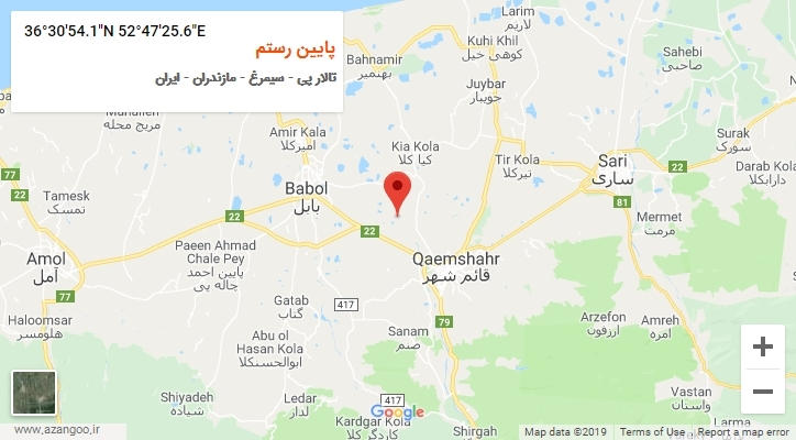 روستای پایین رستم بر روی نقشه