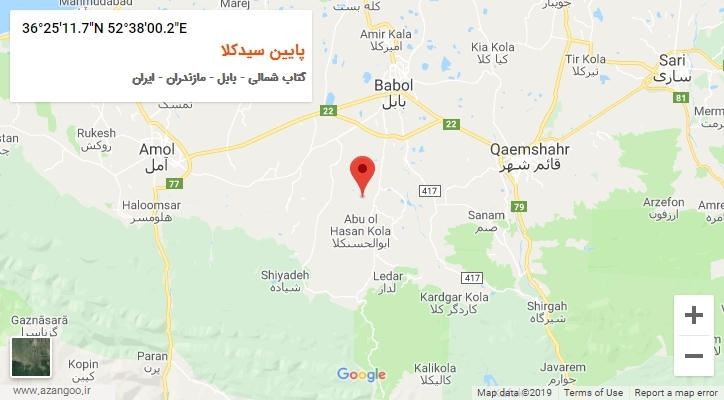 روستای پایین سیدکلا بر روی نقشه