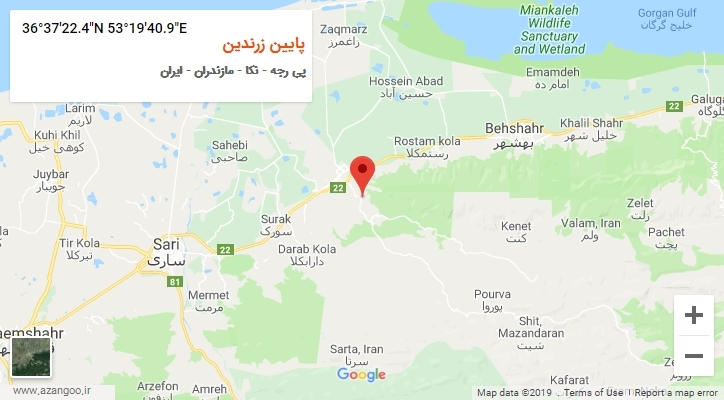 روستای پایین زرندین بر روی نقشه