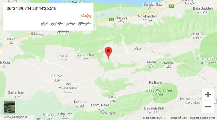 روستای پچت بر روی نقشه