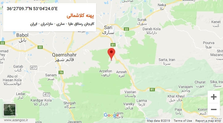 روستای پهنه کلاشمالی بر روی نقشه