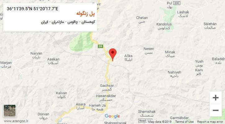 روستای پل زنگوله بر روی نقشه