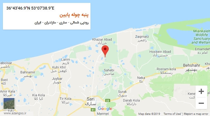 روستای پنبه چوله پایین بر روی نقشه