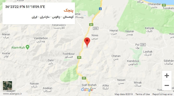 روستای پنجک بر روی نقشه