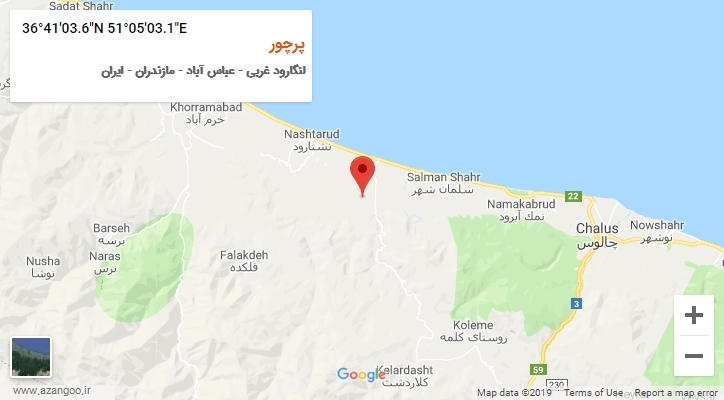 روستای پرچور بر روی نقشه