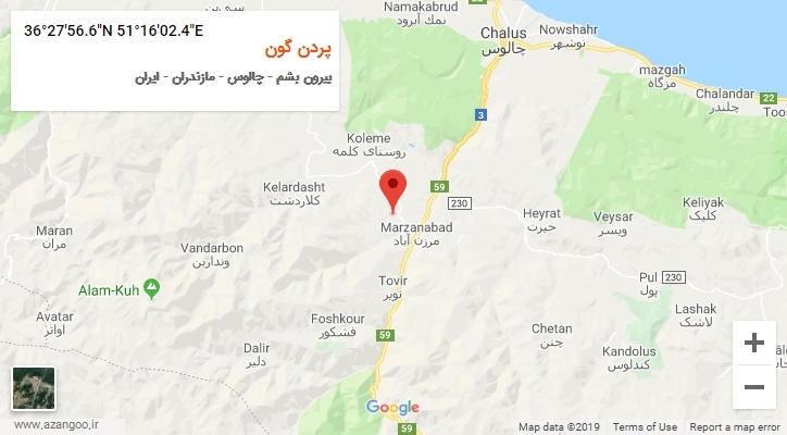 روستای پردن گون بر روی نقشه